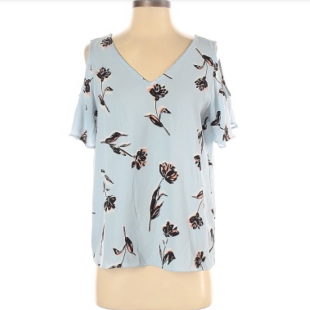 Blue Floral v-Neck Top